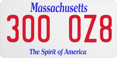 MA license plate 300OZ8
