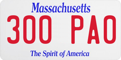 MA license plate 300PA0