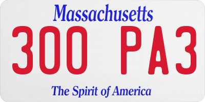 MA license plate 300PA3