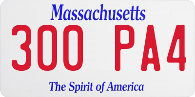 MA license plate 300PA4