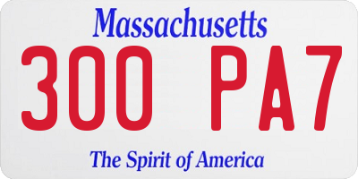 MA license plate 300PA7