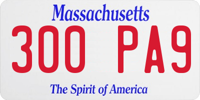 MA license plate 300PA9