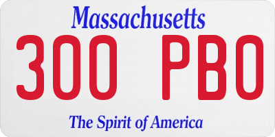 MA license plate 300PB0