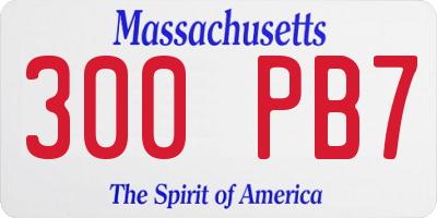 MA license plate 300PB7