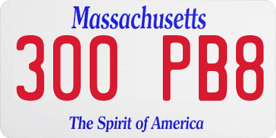 MA license plate 300PB8
