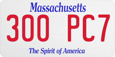 MA license plate 300PC7