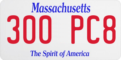 MA license plate 300PC8