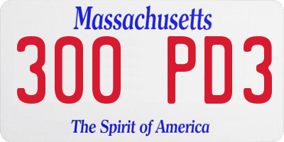 MA license plate 300PD3