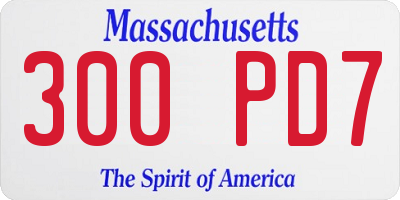 MA license plate 300PD7