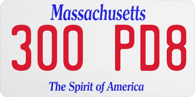 MA license plate 300PD8
