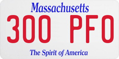 MA license plate 300PF0