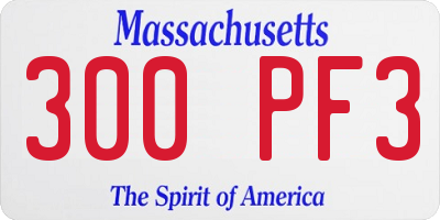 MA license plate 300PF3