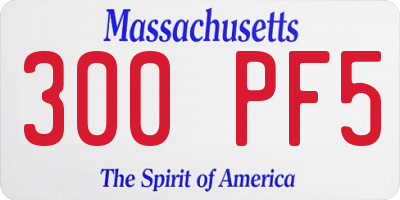MA license plate 300PF5