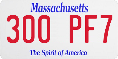MA license plate 300PF7