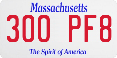 MA license plate 300PF8