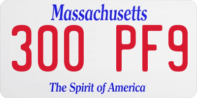 MA license plate 300PF9
