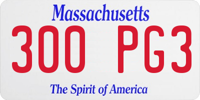 MA license plate 300PG3