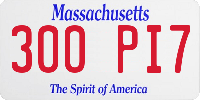 MA license plate 300PI7