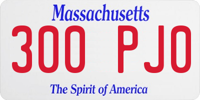 MA license plate 300PJ0