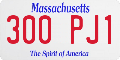 MA license plate 300PJ1