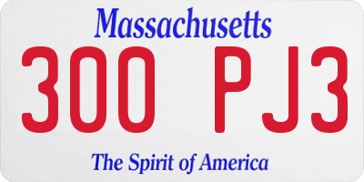 MA license plate 300PJ3