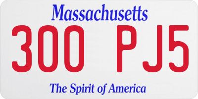 MA license plate 300PJ5