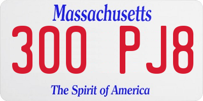 MA license plate 300PJ8