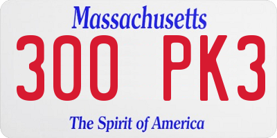 MA license plate 300PK3