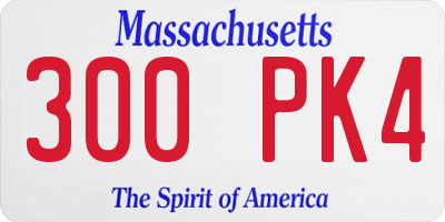 MA license plate 300PK4