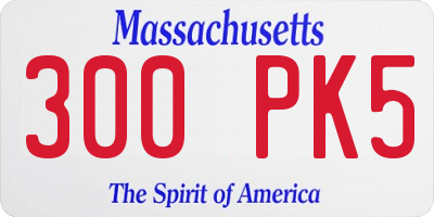 MA license plate 300PK5