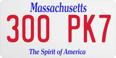 MA license plate 300PK7