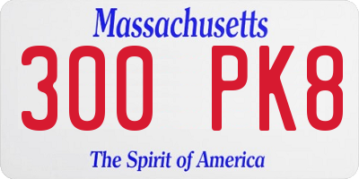 MA license plate 300PK8