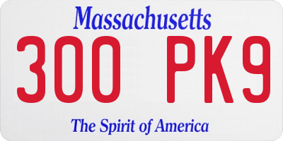MA license plate 300PK9