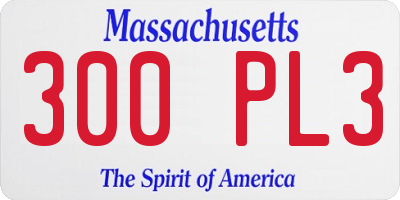 MA license plate 300PL3