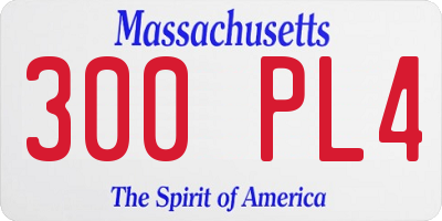 MA license plate 300PL4