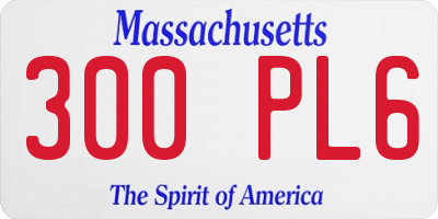 MA license plate 300PL6