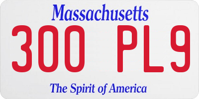 MA license plate 300PL9