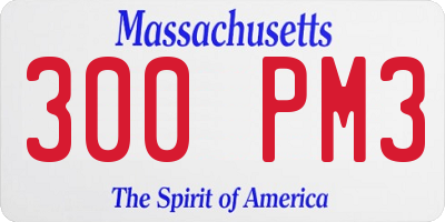 MA license plate 300PM3