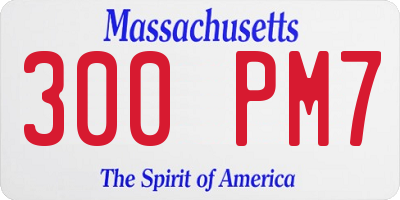 MA license plate 300PM7