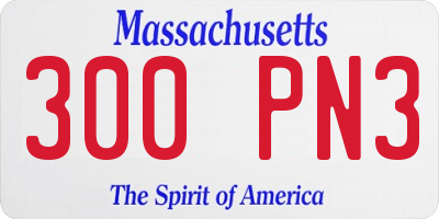 MA license plate 300PN3