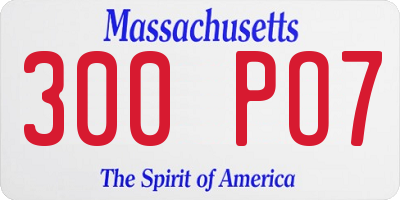MA license plate 300PO7