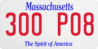 MA license plate 300PO8
