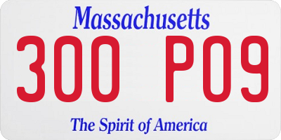 MA license plate 300PO9