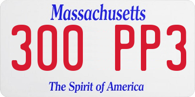 MA license plate 300PP3