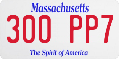 MA license plate 300PP7