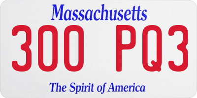 MA license plate 300PQ3