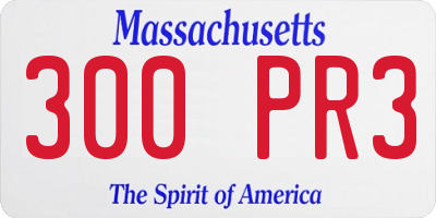 MA license plate 300PR3