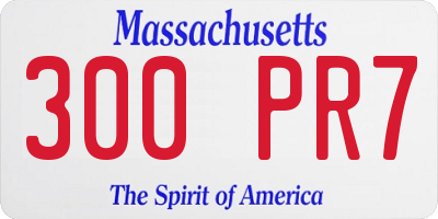 MA license plate 300PR7