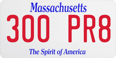 MA license plate 300PR8