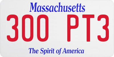 MA license plate 300PT3